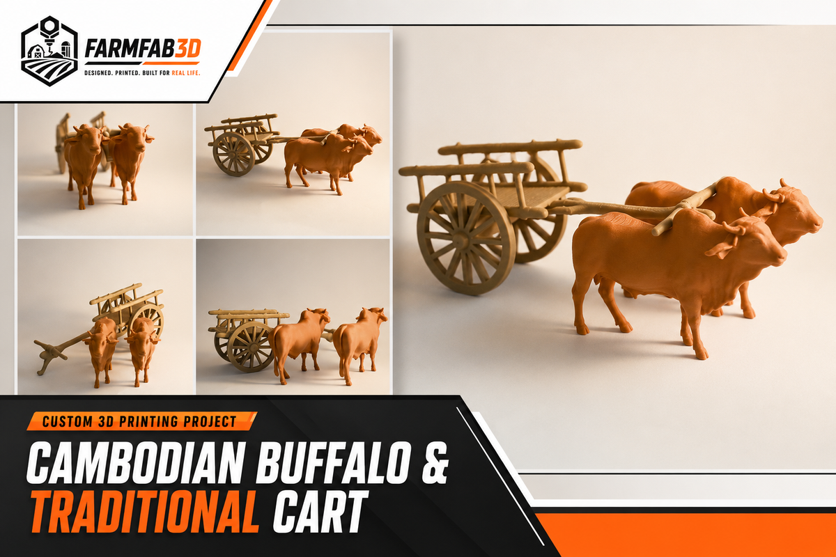 Cambodian Buffalo and Traditional Cart Miniature